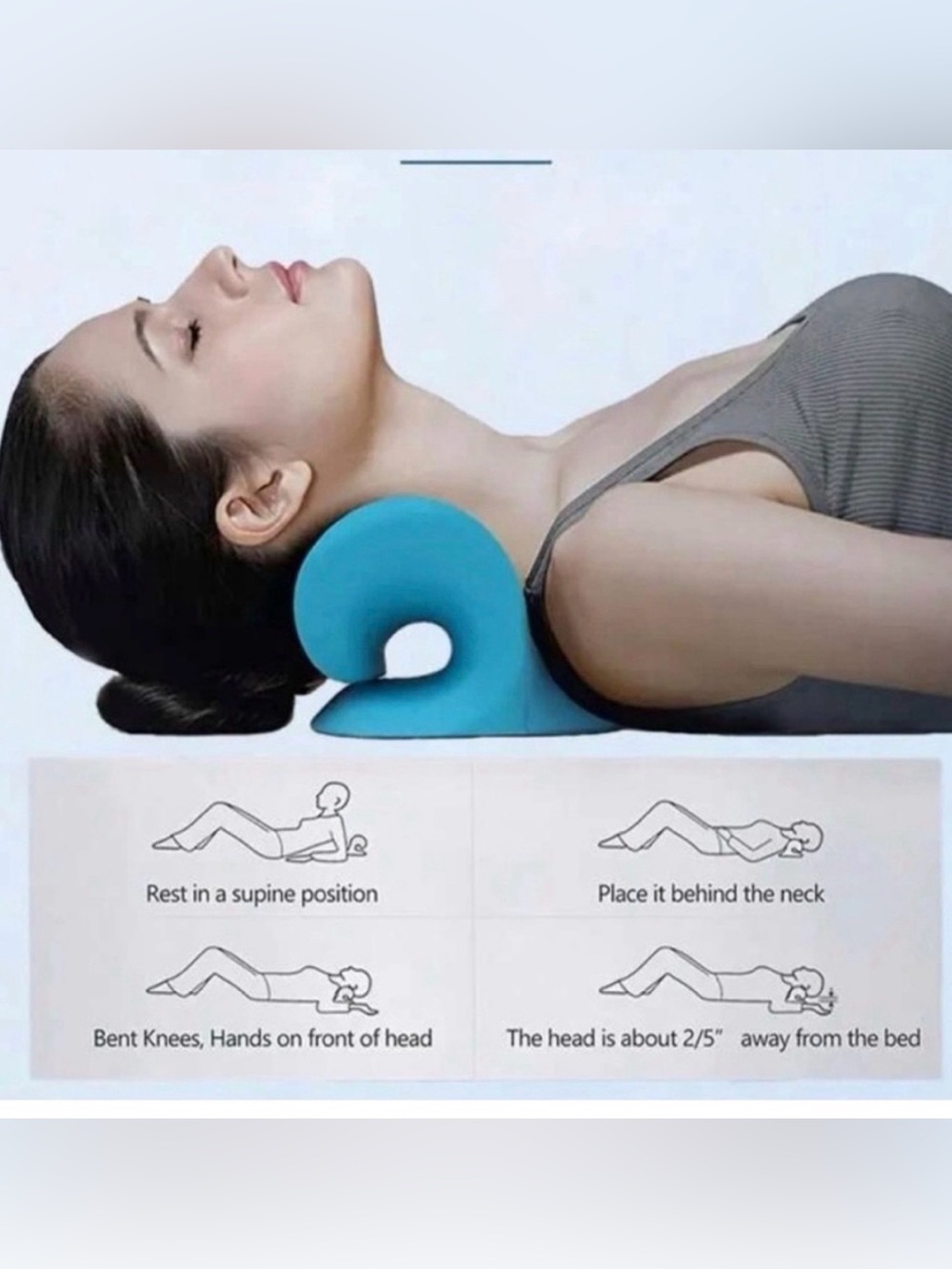 Blue Neck Support Pillow for Women - Ergonomic Cervical Relief